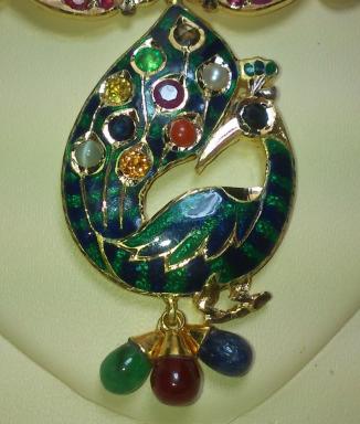 Navaratna Peacock Pendant Handmade